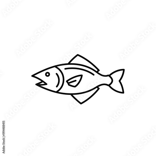 Simple Line Drawing of a Fish Illustration for Marine and Aquarium Themes
