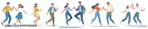 vector of a couple dancing happily together holding hands