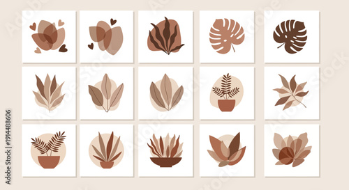 abstract botanical art prints, minimalist wall decor
