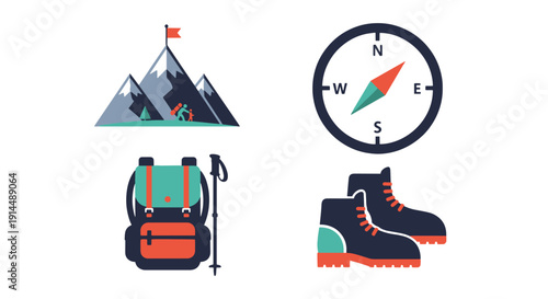 Expedition Line art soft tone color illustration