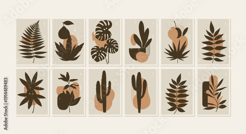 abstract botanical art prints, minimalist wall decor
