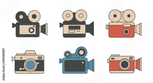 Film Camera Line art modern color illustration design