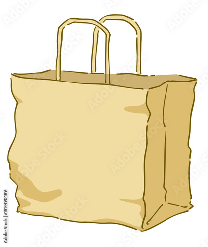 茶色の紙袋、イラスト、ベクター