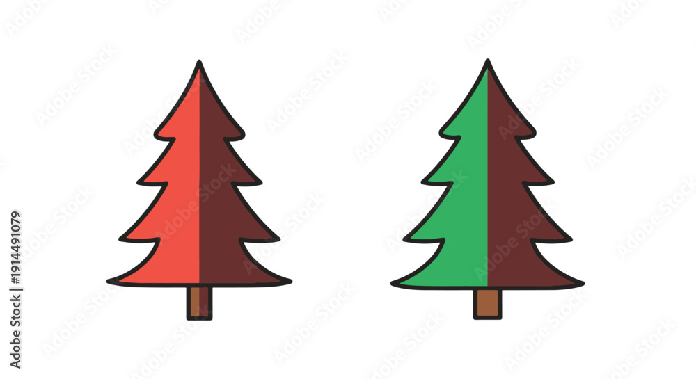 Fototapeta premium Fir Tree Line art creative abstract smooth illustration