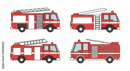 Fire Engine Line art modern soft color vector