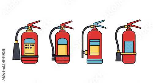 Fire Extinguisher line art digital illustration minimal colorful