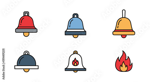 Fire Bell Line art creative modern color illustration