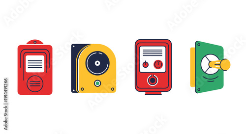 Fire Call Point Line soft tone abstract vector