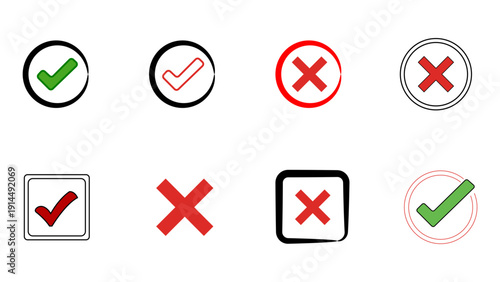 checkmark, cross, approval, rejection, tick, correct, incorrect, accept, deny, verification
