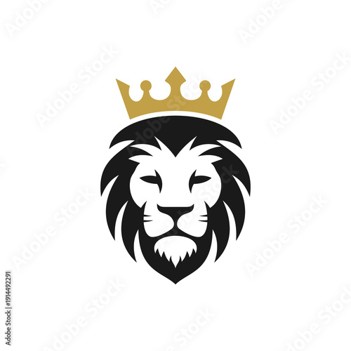 Lion Head with Crown Logo Design.