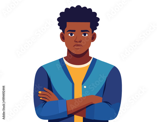 Flat vector illustration of a man looking suspicious