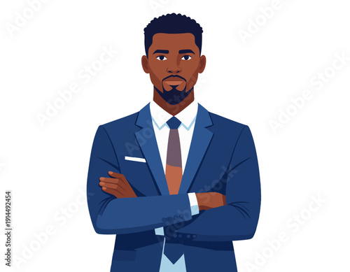Flat vector illustration of a man professional looking skeptical
