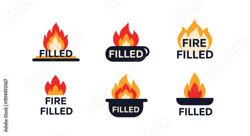 Fire Filled Line art dynamic smooth color illustration