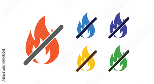 Fire Line art soft clean color vector
