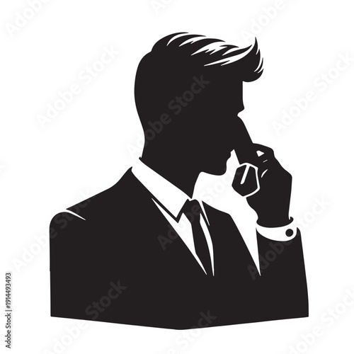 Black Long distance call Silhouette Vector, High Quality Illustration on White Background