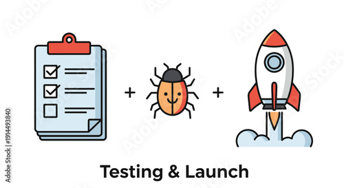 Testing, Bug, and Rocket Launch Concept