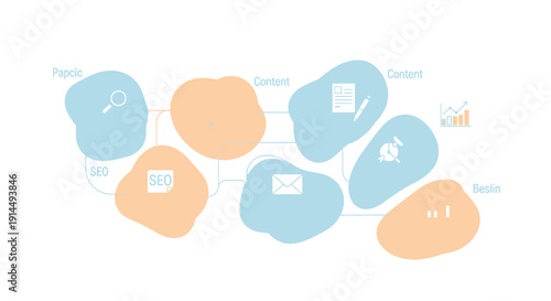 Content Marketing Network with Email Icon and Graph