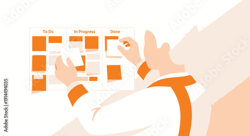 Person Organizing a Kanban Board with To Do In Progress and Done Sections
