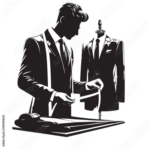 Black Tailor measuring cloth Silhouette Vector, High Quality Illustration on White Background