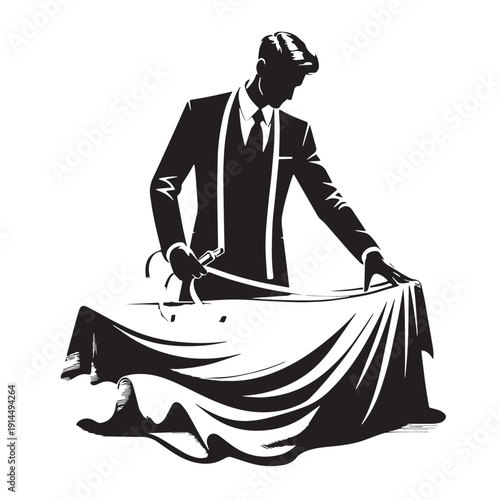 Black Tailor measuring cloth Silhouette Vector, High Quality Illustration on White Background