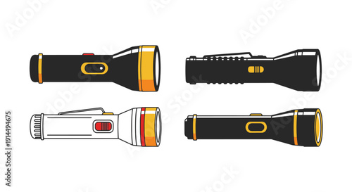 Flashlight Line art modern color style illustration