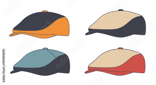 Flat Cap Line art modern bold tone illustration
