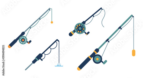 Fishing Rod Line art modern smooth tone vector