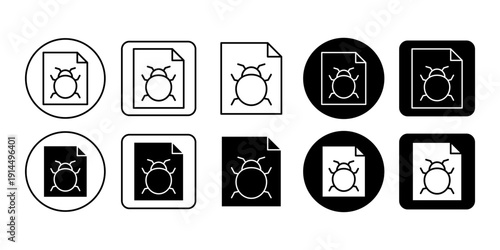 Bug Report Support Line Icon Outline Collection for Software Systems