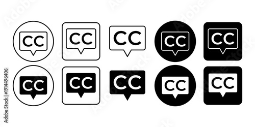 Caption Subtitles Media Line Icon Outline Collection for Video Platforms
