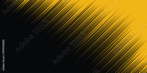Halftone yellow dots pattern and black gradient grunge texture background. Dotted line comic sport style vector illustration.