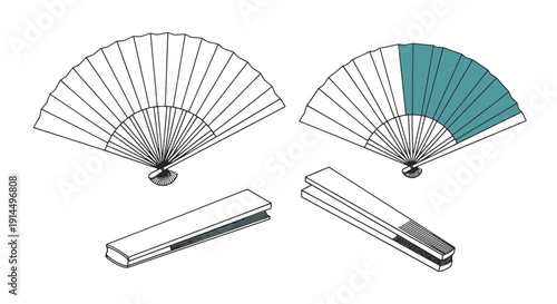 Folding Fan Line art modern abstract design illustration