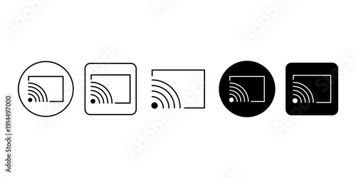 Cast Screen Streaming Line Icon Minimal Outline Collection for Devices
