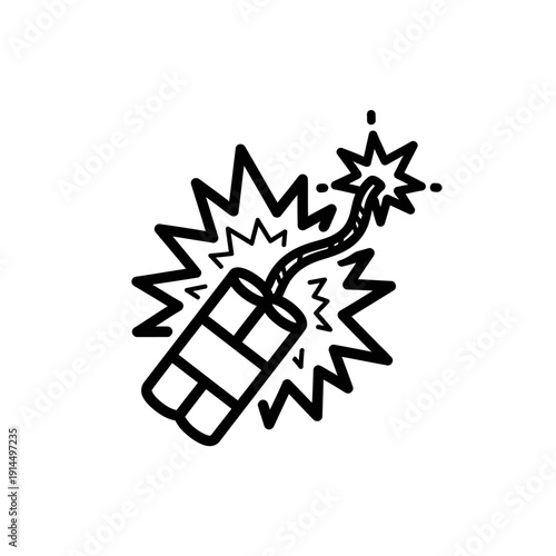 Cartoon Style Explosive Firecracker with Spark and Explosion Effect