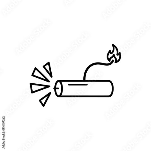 Cartoon Illustration of a Burning Bomb Detonating with Fire and Sparks