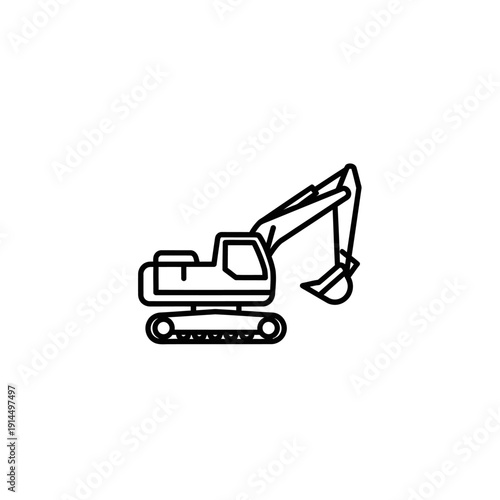 Construction Excavator Machinery Icon for Building and Industry Projects