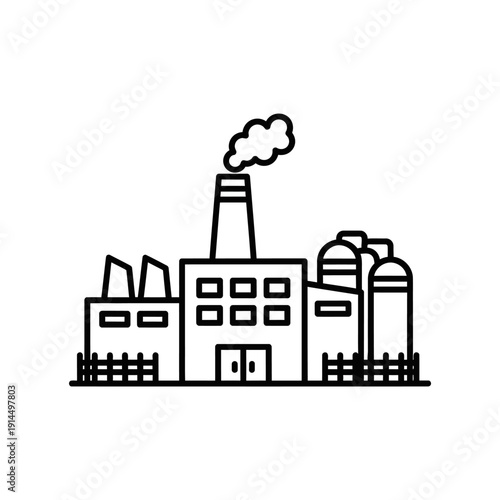 Industrial Factory Building Emission Illustration for Environmental Concept