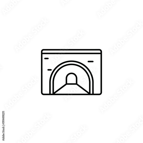 Minimalist Illustration of Architectural Gateway with Arched Entrance