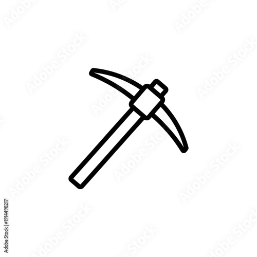 Minimalist Black and White Pickaxe Icon for Construction and Mining Representation