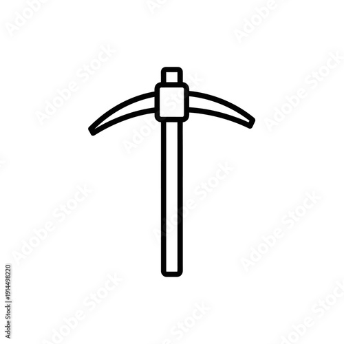 Minimalist Illustration of Mountain Pickaxe with Simple Line Art Design