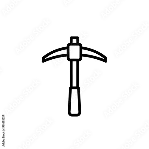 Minimalist Line Art Illustration of a Handheld Pickaxe for Construction and Mining Concepts