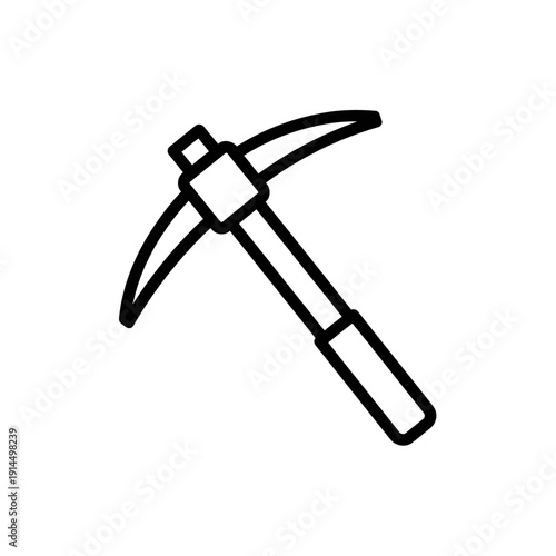 Minimalist Black and White Pickaxe Icon for Construction and Mining Themes