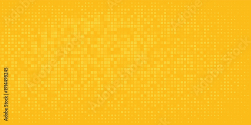 Yellow halftone pattern. Retro comic gradient background. Bright orange pixelated dotted texture overlay.