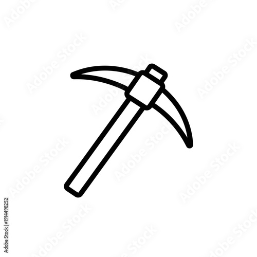 Minimalist Black and White Pickaxe Icon for Mining and Construction Themes