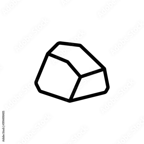 Minimalist Line Drawing of a Geometric Rock Shape for Nature and Mineral Inspiration