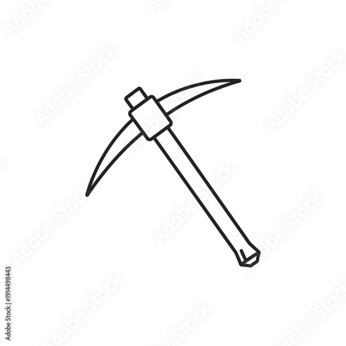 Minimalist Line Drawing of a Pickaxe for Construction or Mining Projects