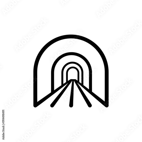Minimalist Tunnel Entrance Illustration with Archways and Perspective View