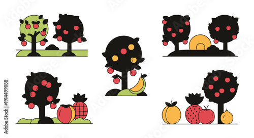 Fruit Orchard Line clean modern abstract illustration