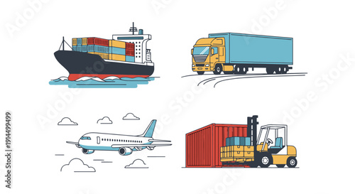 Freight Shipping soft tone color illustration