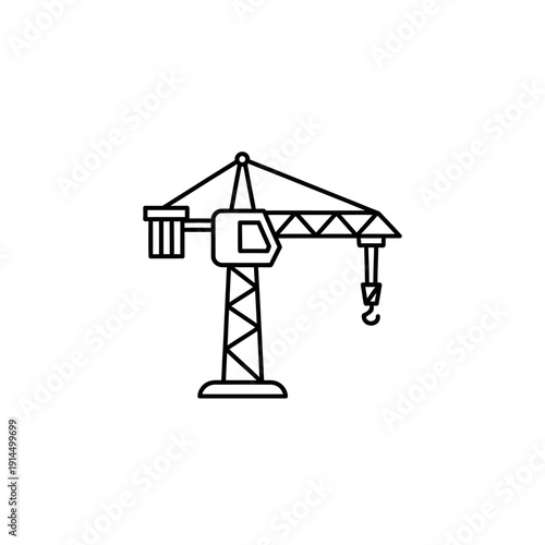 Construction Crane Illustration for Building Site Industry and Infrastructure Development