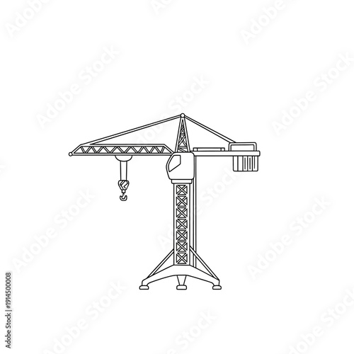 Detailed Illustration of Tower Crane for Construction Sites and Infrastructure Projects